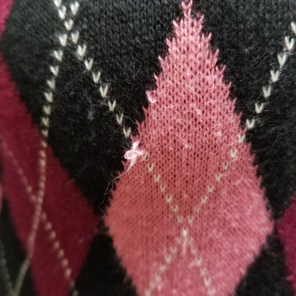 Worthington sweater Small argyle v-neck pullover knit Clueless preppy - Picture 6 of 13